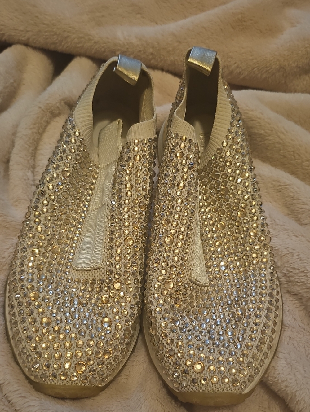 Womens Michael Kors Embellished Slip-On Women's Sneakers in Champagne Sz 9